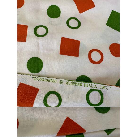 Vintage Klopman Mills Inc fabric, orange and green - Picture 2 of 5